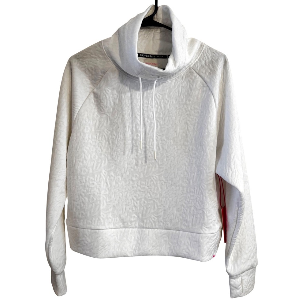 Juicy Couture Sport White Rose Textured Pullover Hoodie‎ Medium NWT